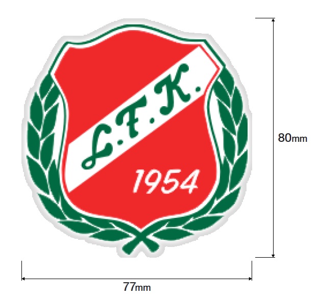 Klubbens tygmärke, 77 × 80 mm