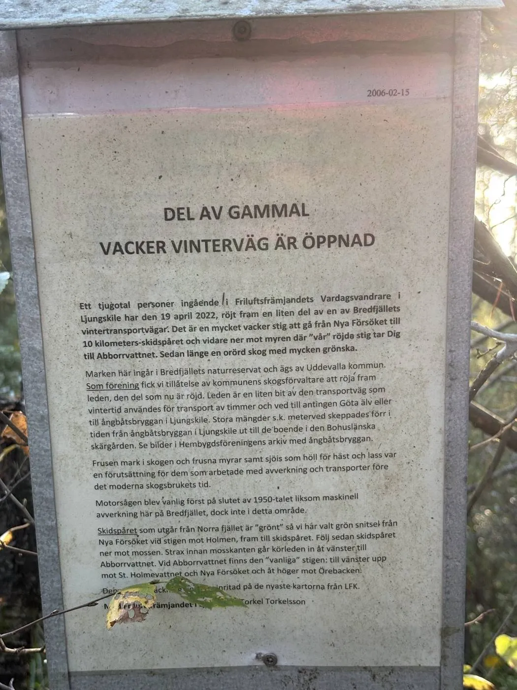 Gamla vintervägen: tavlan om vintervägen