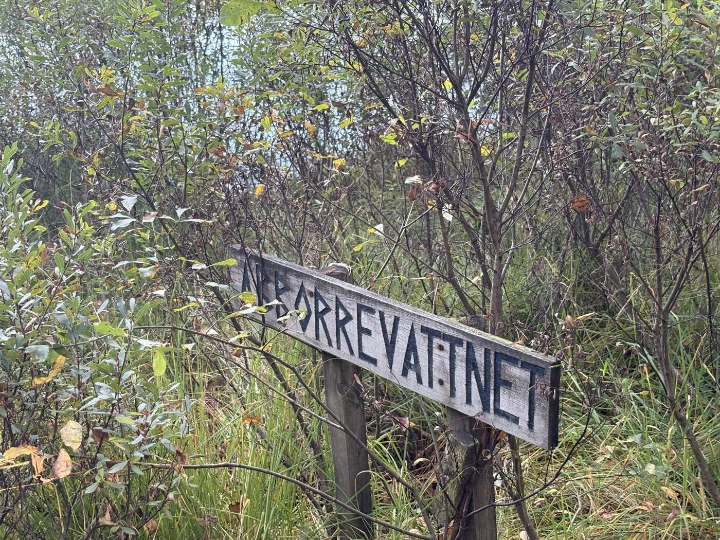 Abborrevattnet: skylten vid stigen