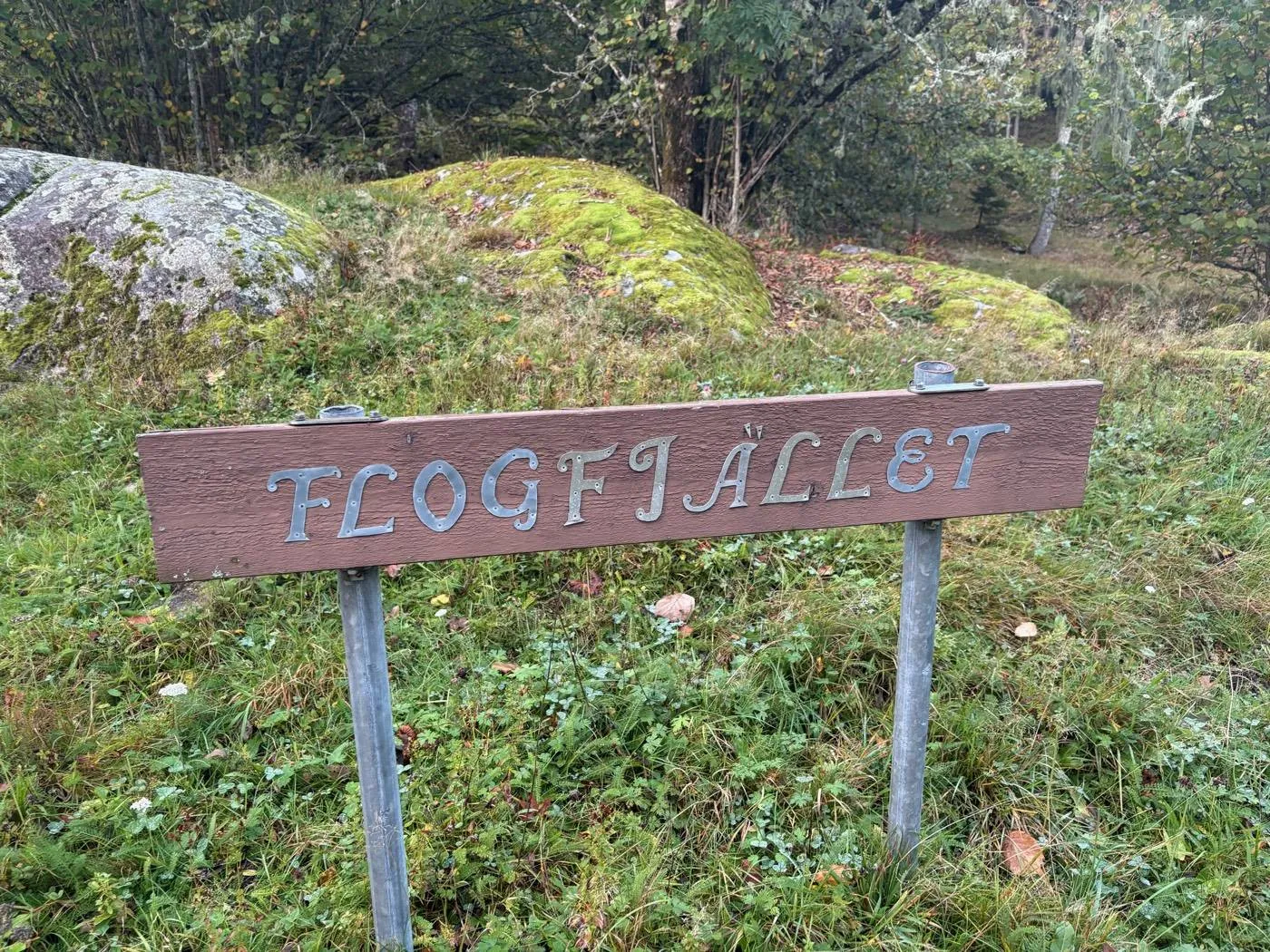 Flågfjällets gårdsruin: skylten vid gården
